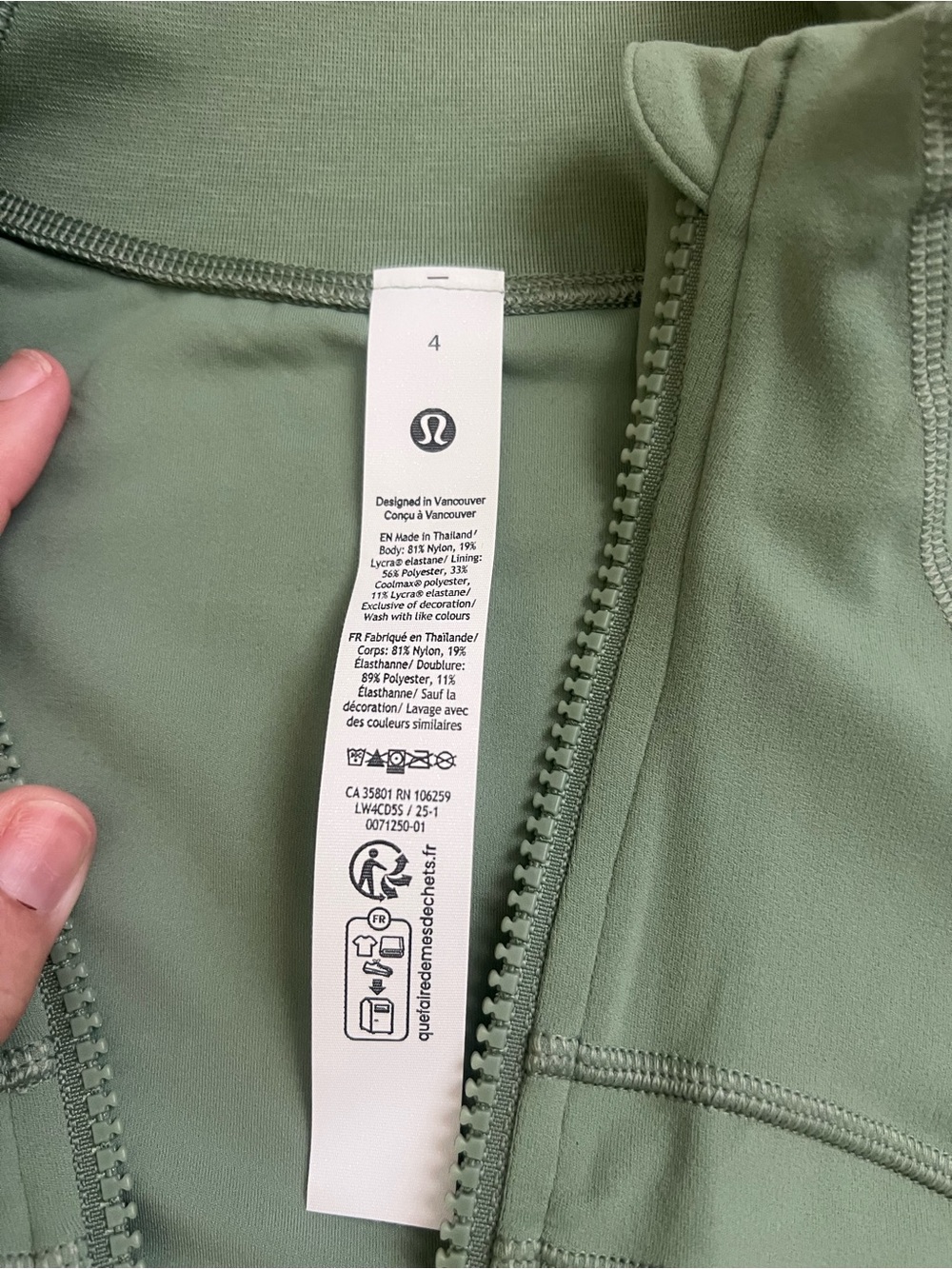 lululemon athletica Desert Green Full-Zip Define Jacket Nulu - Picture 7 of 13